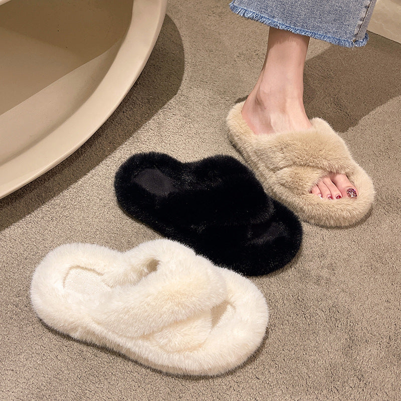 Women’s Thick-Sole Plush Slippers | Soft Indoor Winter Comfort