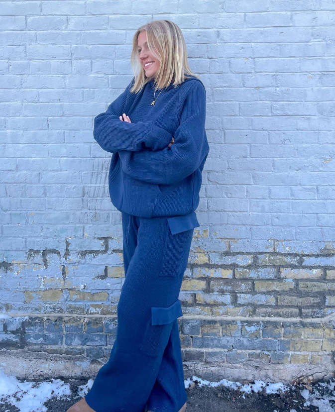 Women’s Luxe Knit Hoodie Cargo Set – Soft Two-Piece Loungewear