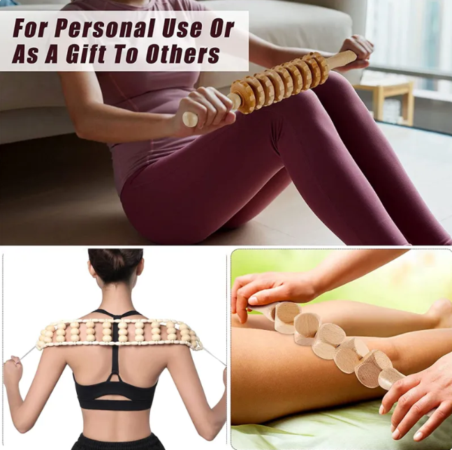Hölzernes Anti-Cellulite Handmassage-Roller-Set (mehrere Optionen)