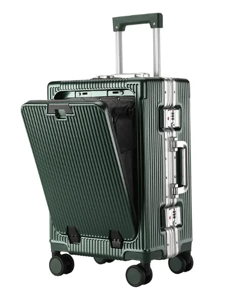 Aluminium Frame Trolley Luggage | Durable ABS-PC Suitcase with USB Interface