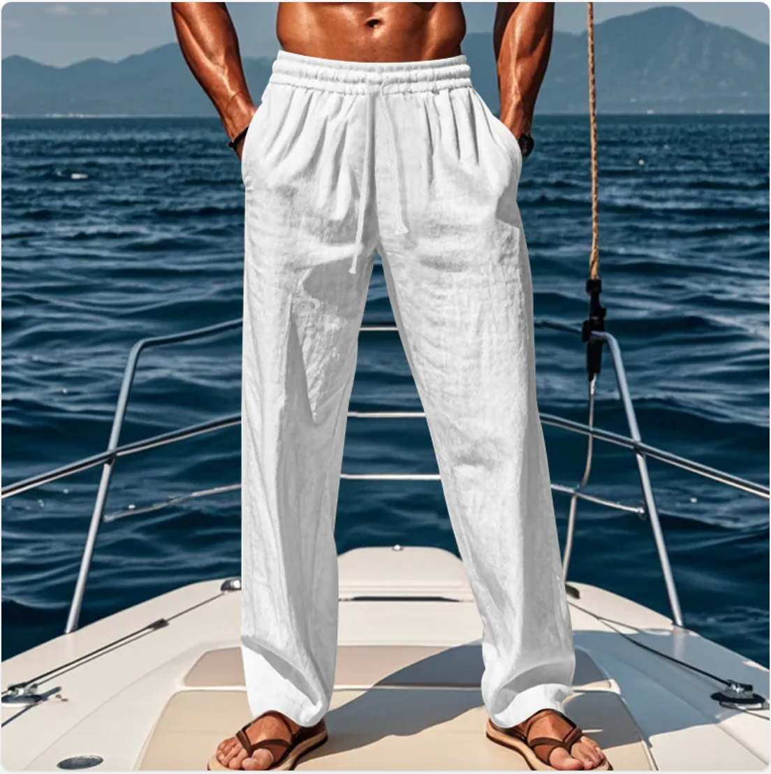 Relaxed Linen Blend Summer Trousers