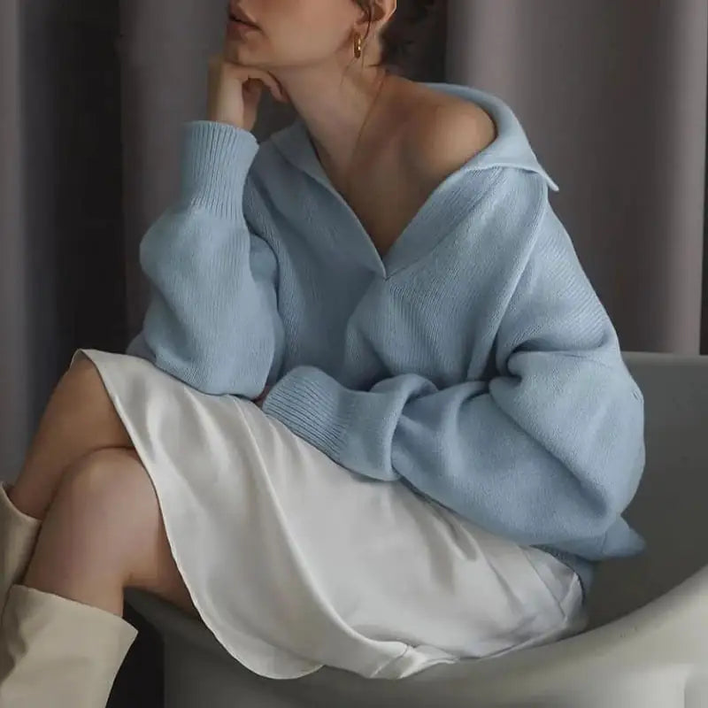 Women’s Solid Colour Knit Polo Neck Sweater