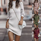 2023 Autumn Winter Women's High Neck Sweater Dress