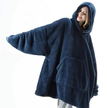 Ultra Cozy Double-Sided Fleece Wearable Blanket Hoodie – Oversized Hoodie with Big Pocket