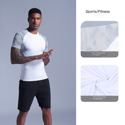 Herren Sommer Color-Block Quick-Dry Workout-T-Shirt
