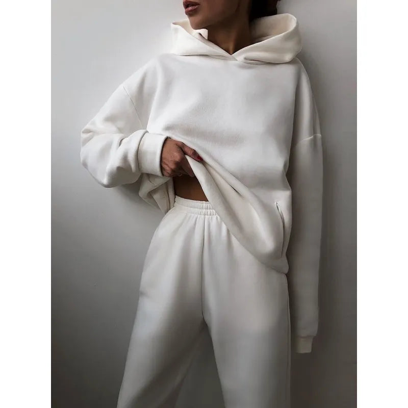 Casual Hooded Sweater Set – Two-Piece Corduroy Hoodie & Pants for Cozy Everyday Style