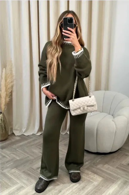 ChicEase Solid Color Lounge Set – Chic & Comfortable Casual Outfit