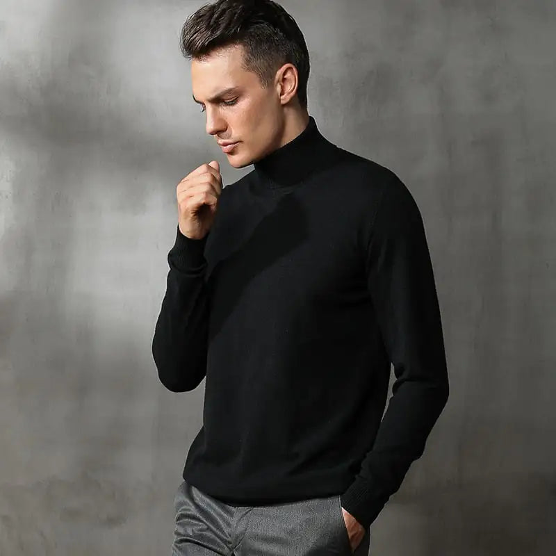 Men's Solid Color Slim Fit Turtleneck Sweater