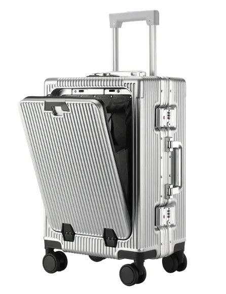 Aluminium Frame Trolley Luggage | Durable ABS-PC Suitcase with USB Interface