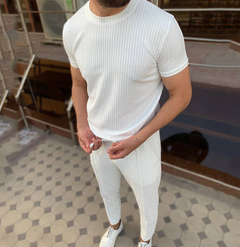Ensemble T-shirt et pantalon en coton respirant pour homme (un ensemble)