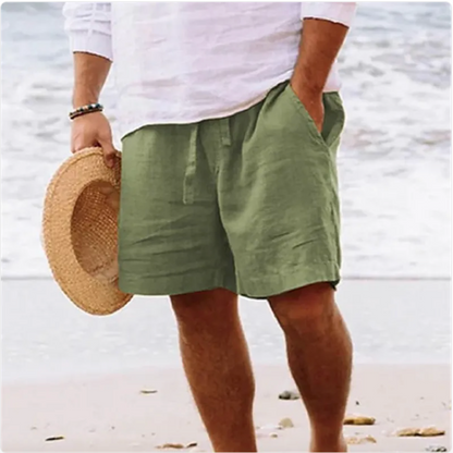 Shorts d'été en coton et lin pour hommes