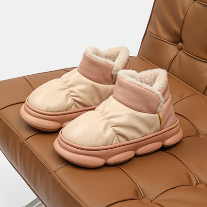Unisex Waterproof PU Cotton Winter Slippers