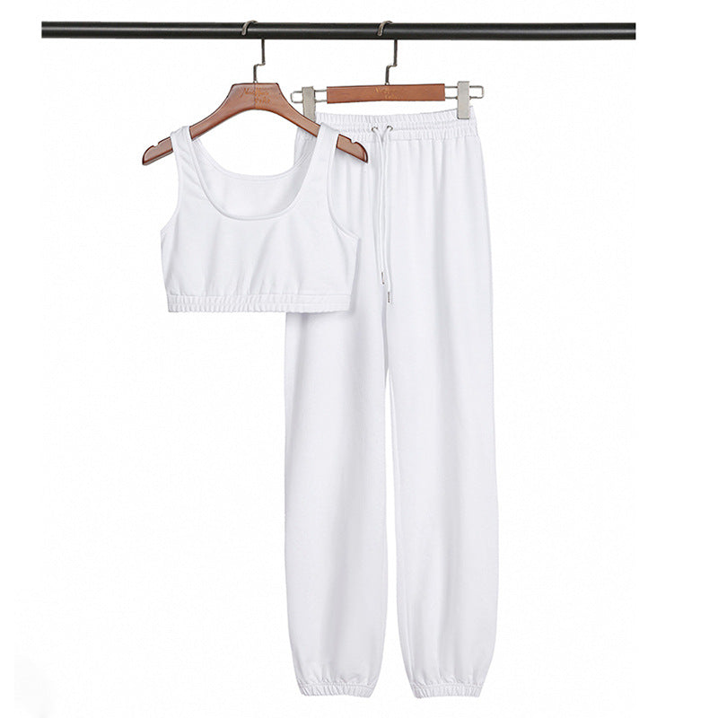 2023 Damen Freizeit Zweiteiler Bauchfreies Oberteil und Hose Set