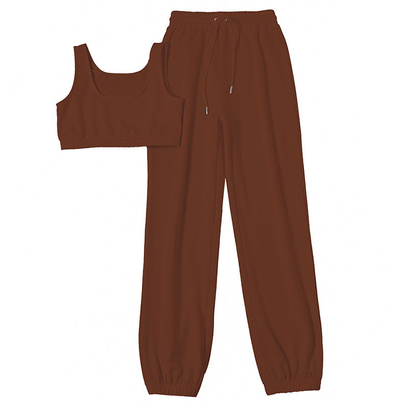2023 Damen Freizeit Zweiteiler Bauchfreies Oberteil und Hose Set