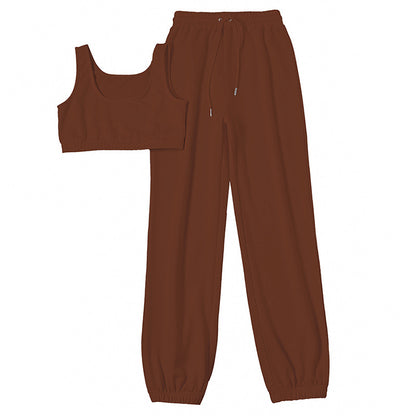 2023 Damen Freizeit Zweiteiler Bauchfreies Oberteil und Hose Set