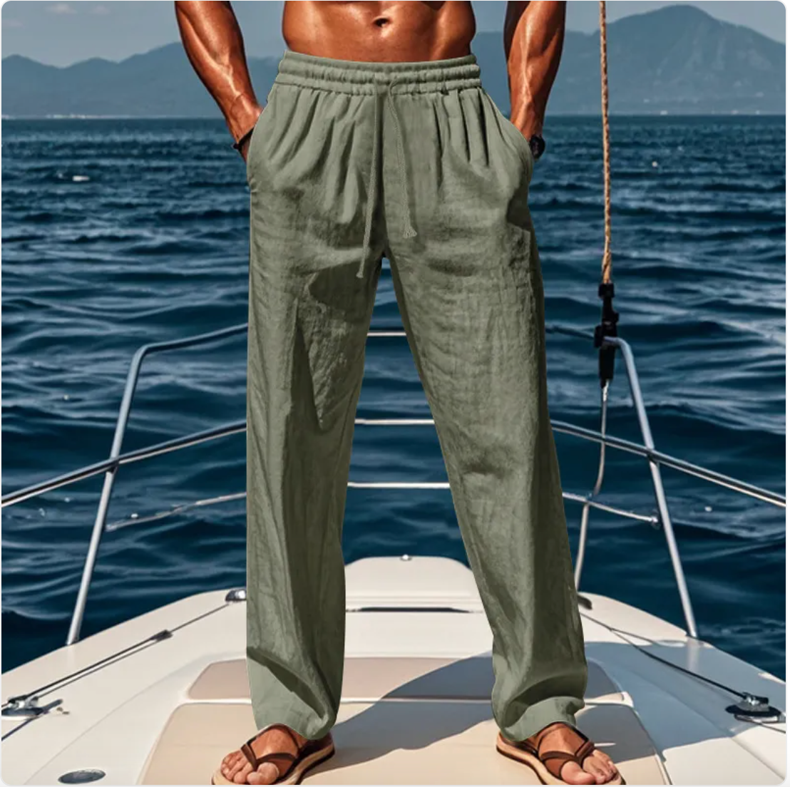 Relaxed Linen Blend Summer Trousers
