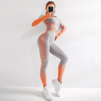 Ensemble de yoga - Vêtements de sport sans couture respirants à manches longues