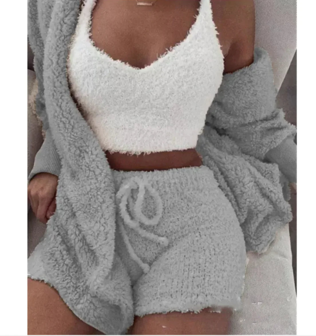 3-Piece Plush Homewear Set for Women – Cozy & Stylish Loungewear