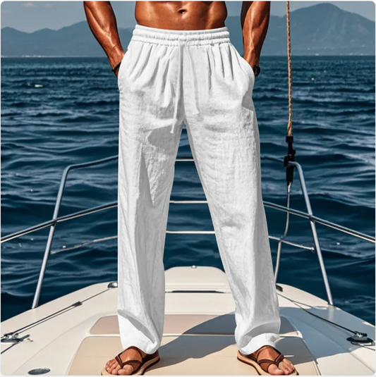 Pantalon d'été décontracté en mélange de lin