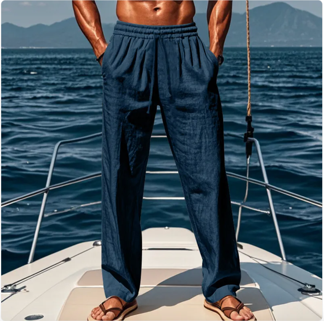 Relaxed Linen Blend Summer Trousers