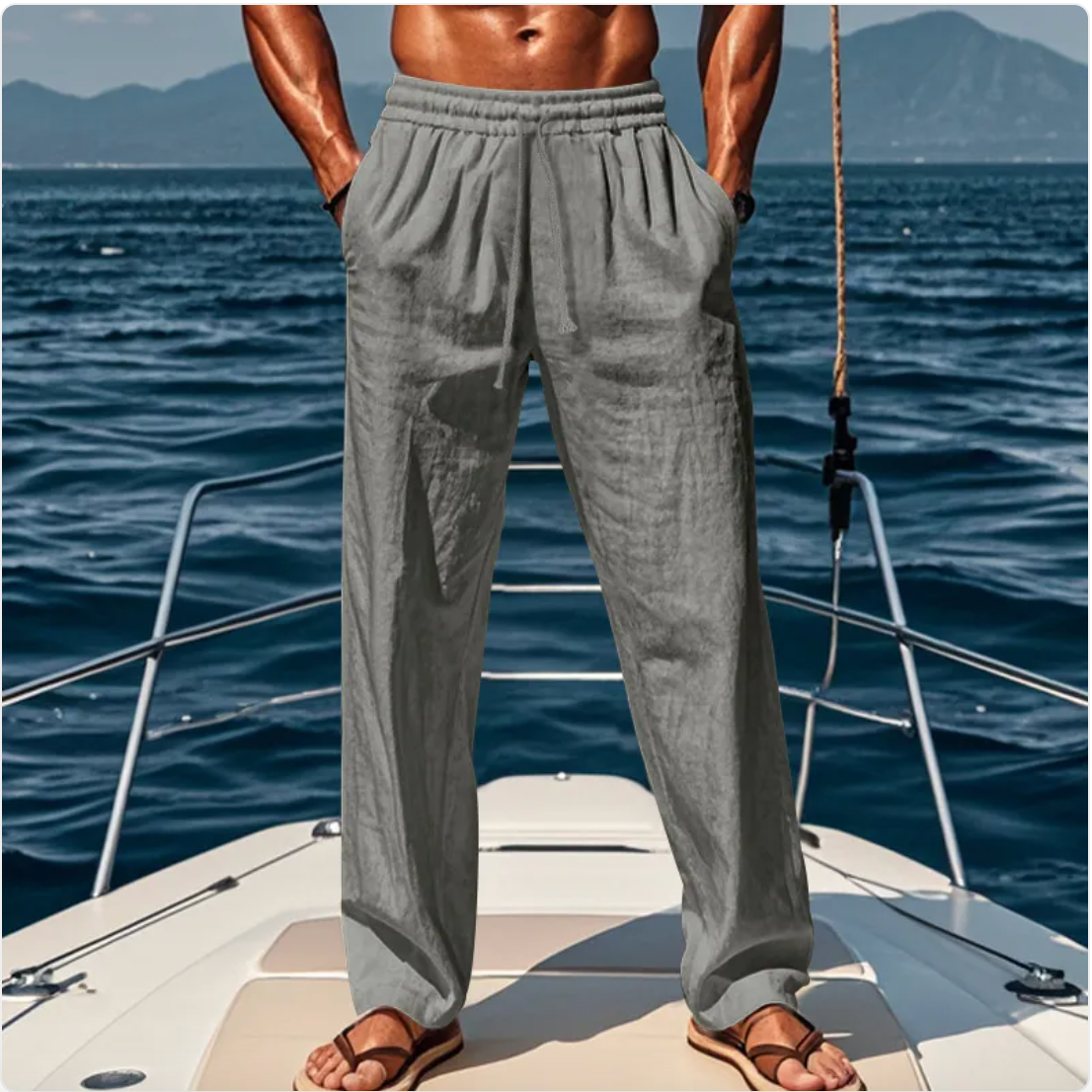Relaxed Linen Blend Summer Trousers