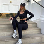 Women’s Color-Blocking Yoga Outfit – Flexible & Breathable Milk Silk Activewear