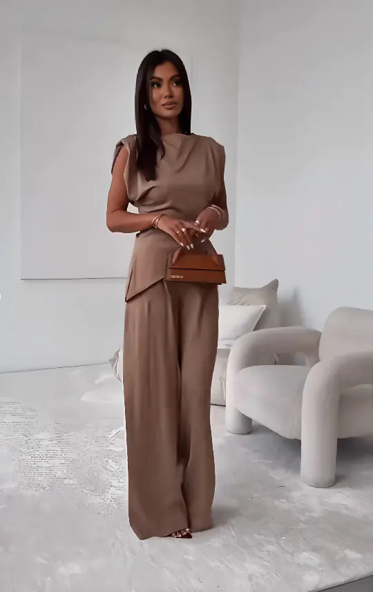 Women’s Long Sleeve Suit Set – Two-Piece Relaxed Top & Pants