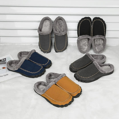 Men’s Thick Plush Winter Slippers | Indoor Non-Slip Warm Footwear