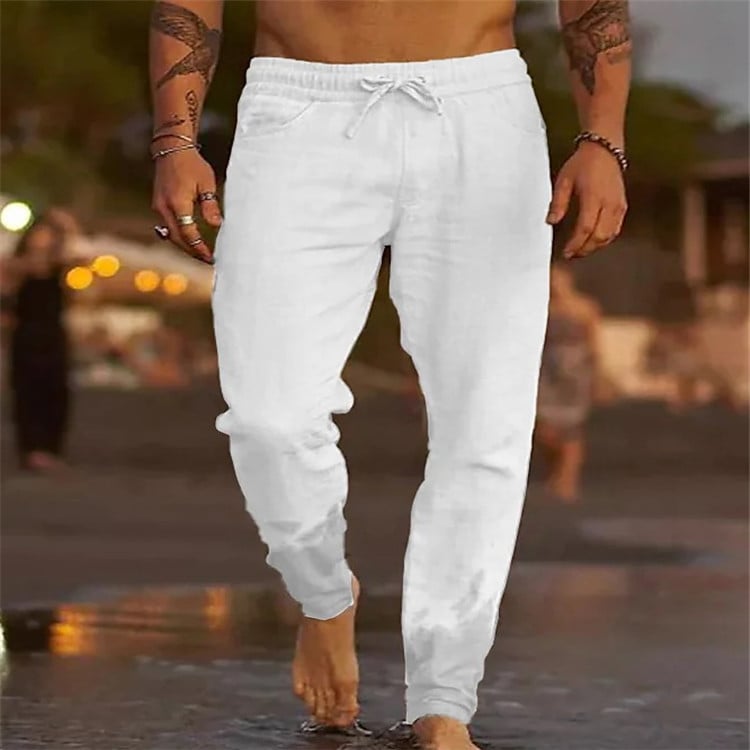 Relaxed Cotton Linen Beach Trousers