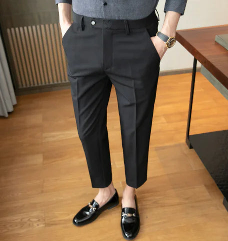 British Slim-fit Solid Color Men's Trousers