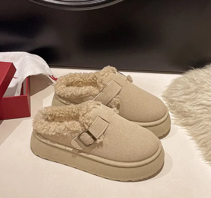 Women’s Retro Platform Plush Winter Slippers | Soft Warm Platform Design