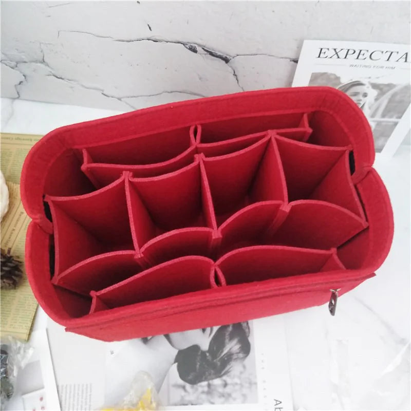 Large-Capacity Makeup Organizer | Elegant Felt Storage Bag