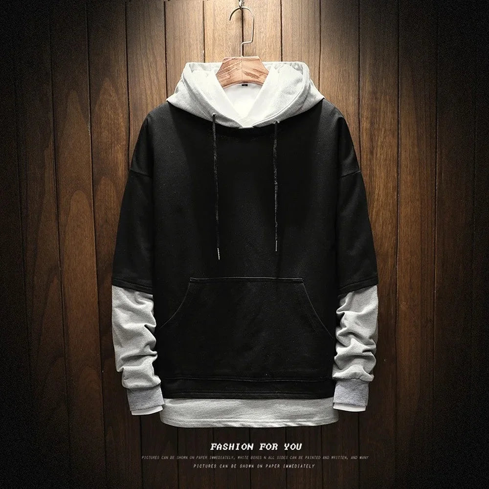 Punk Style Men’s Hoodies & Long Sleeve Shirts – Patchwork Casual Wear