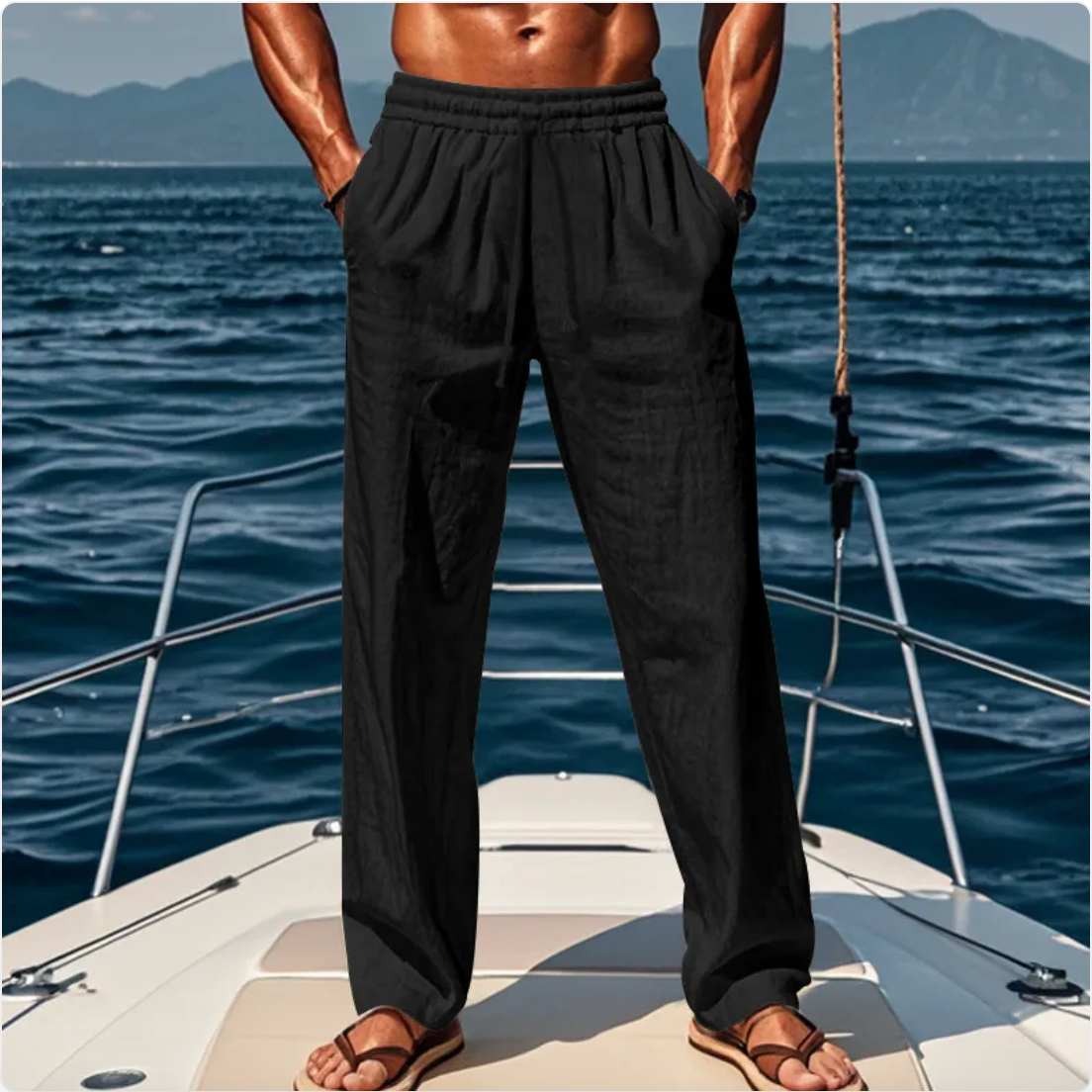 Relaxed Linen Blend Summer Trousers