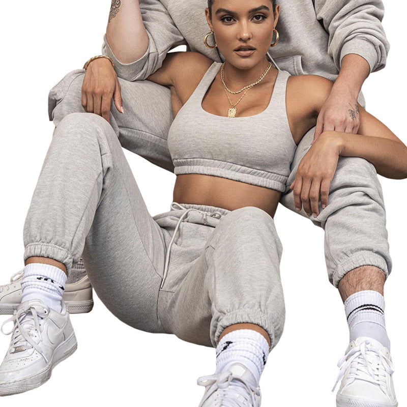2023 Damen Freizeit Zweiteiler Bauchfreies Oberteil und Hose Set