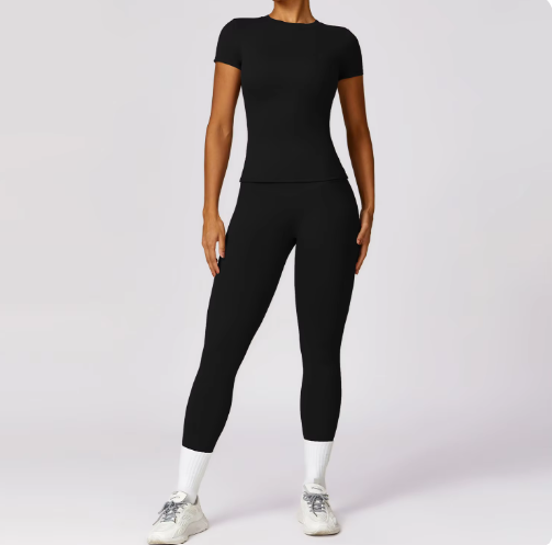 Haut de yoga printanier à manches courtes à séchage rapide – Vêtements de sport pour l'entraînement