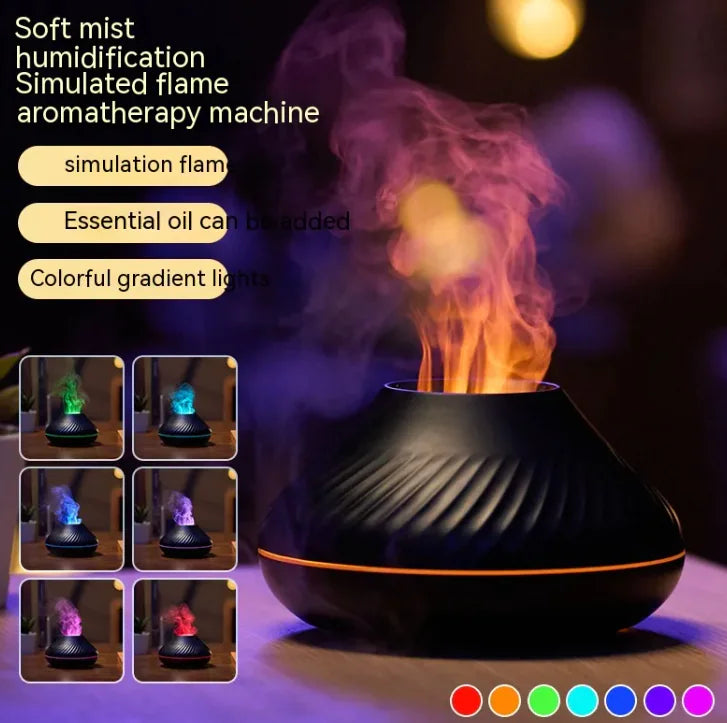 Colorful Mist Fire Diffuser – Ultrasonic Aromatherapy with Flame Effect