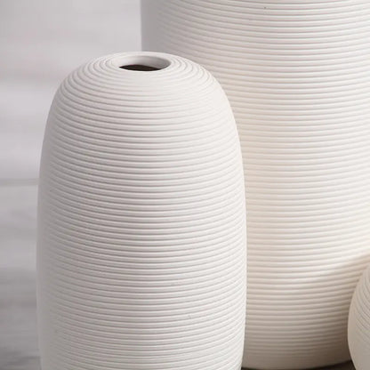 White Ceramic Decorative Vase – Multiple Sizes