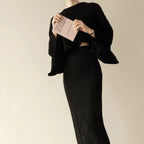 Korean Style Autumn Winter Knit Sweater Dress Set