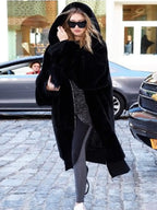 Faux Rabbit Hooded Fur Jacket & Vest Combo – Soft, Stylish Faux Fur Coat for Women