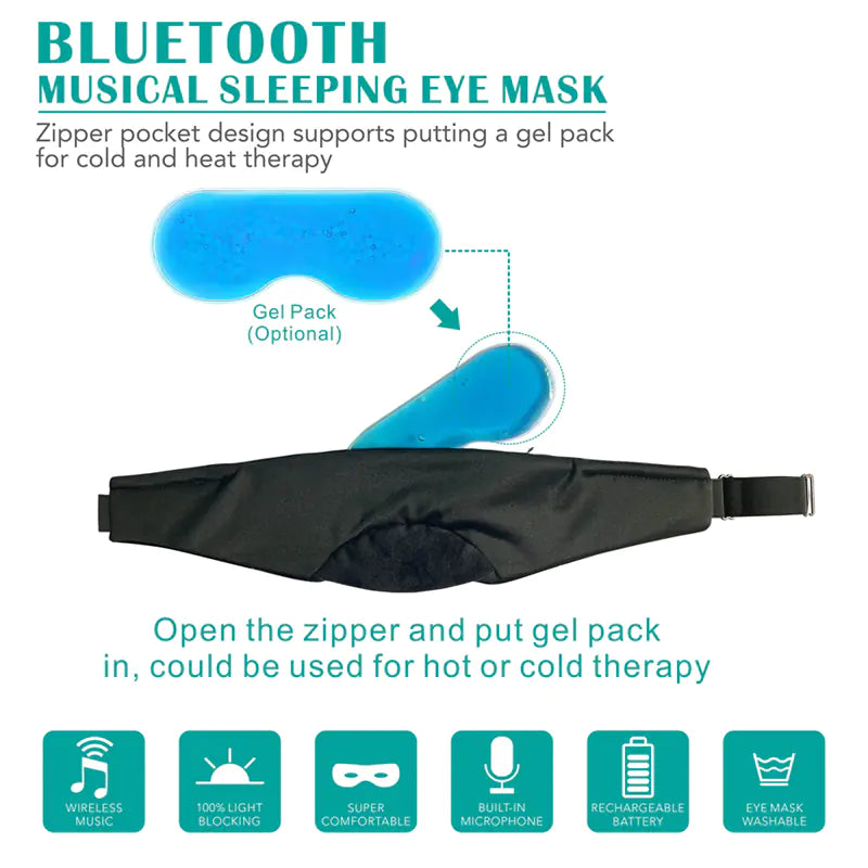 Bluetooth White Noise Sleep Eye Mask – 20 Sounds, Music & 100% Light Blocking