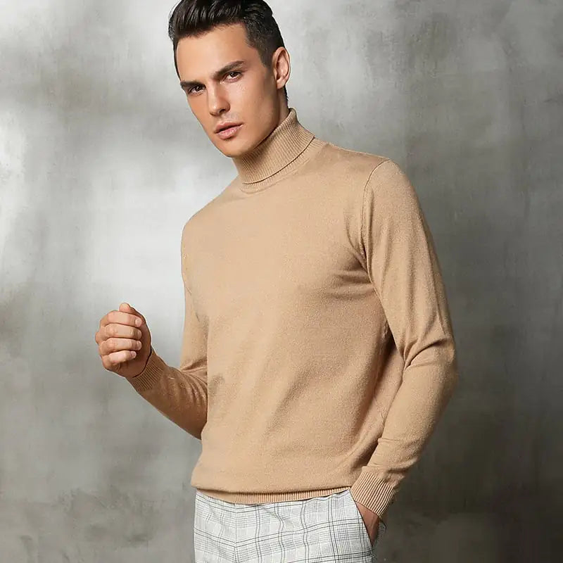 Men's Solid Color Slim Fit Turtleneck Sweater