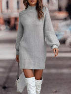 2023 Autumn Winter Women's High Neck Sweater Dress
