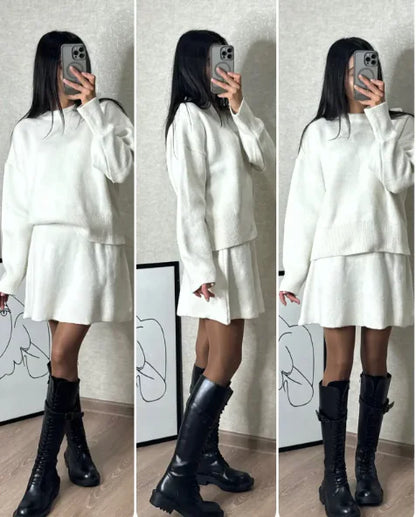 Women’s Knit Sweater Skirt Set | Elegant Two-Piece Autumn Ensemble