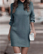 2023 Autumn Winter Women's High Neck Sweater Dress
