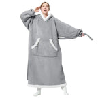 Winter Oversized Hoodie Blanket with Button Design – Cozy One-Size Pullover