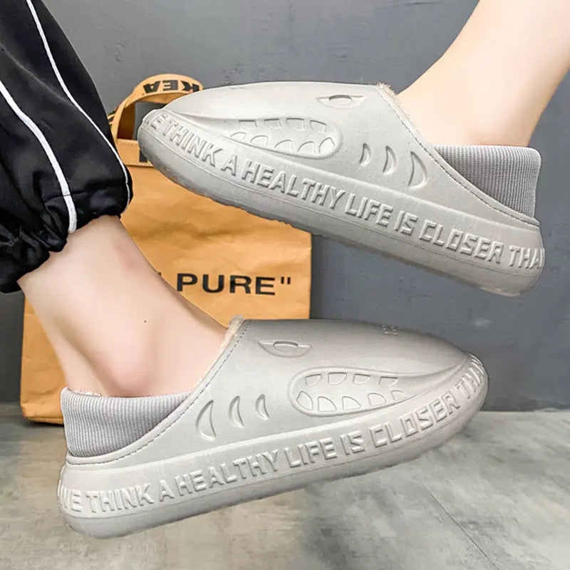 Unisex Wave-Design Plush Indoor Slippers | Soft Slip-On Home Comfort