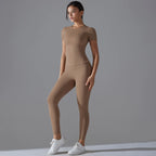 Women’s Quick-Dry Yoga Sports Set – Short-Sleeve Top & Trousers for Fitness