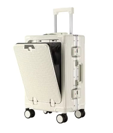 Aluminium Frame Trolley Luggage | Durable ABS-PC Suitcase with USB Interface