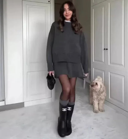 Women’s Knit Sweater Skirt Set | Elegant Two-Piece Autumn Ensemble